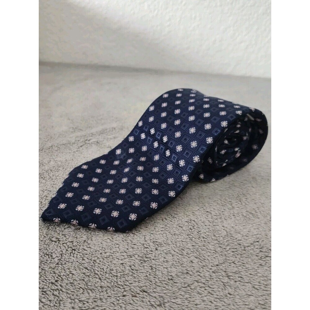 Eagle ShirtMakers Since 1867 Mens Blue Geometric Squared Necktie Tie 100% Silk